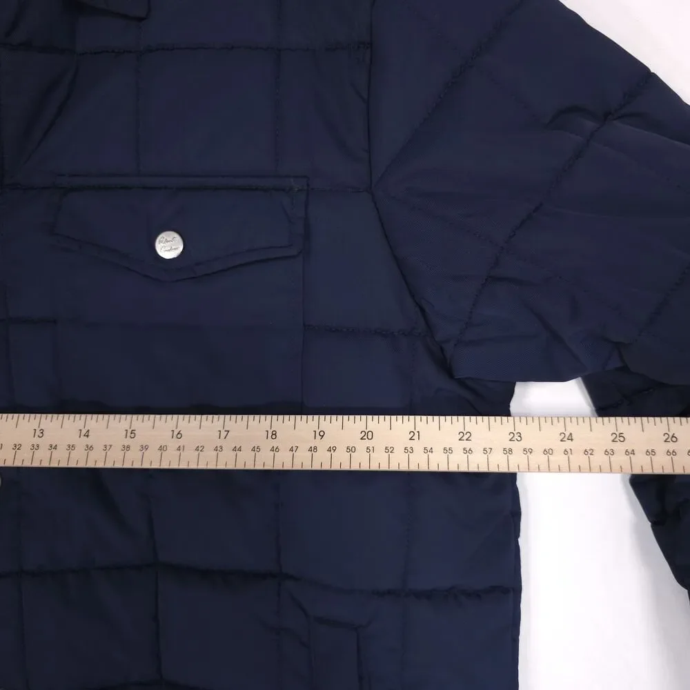 ROBERT GRAHAM New Quilted Jacket LARGE‎ Navy Lightweight Snap Front RG-115